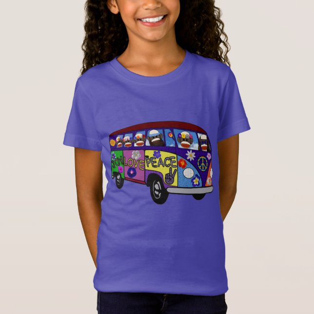 Camiseta Sock Monkey Peace Bus  (Anverso)