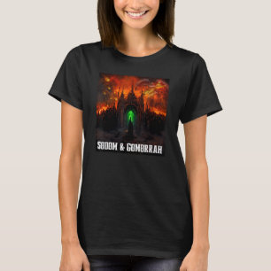 Camiseta Sodoma y Gomorra Ciudad Arde Con Ángel y Iglesia