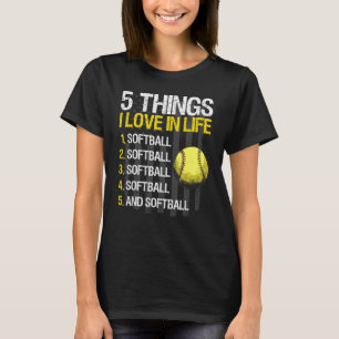 Camiseta Sofball 5 Cosas Que Amo En Vivo Bandera Estadounid