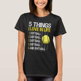 Camiseta Sofball 5 Cosas Que Amo En Vivo Bandera Estadounid