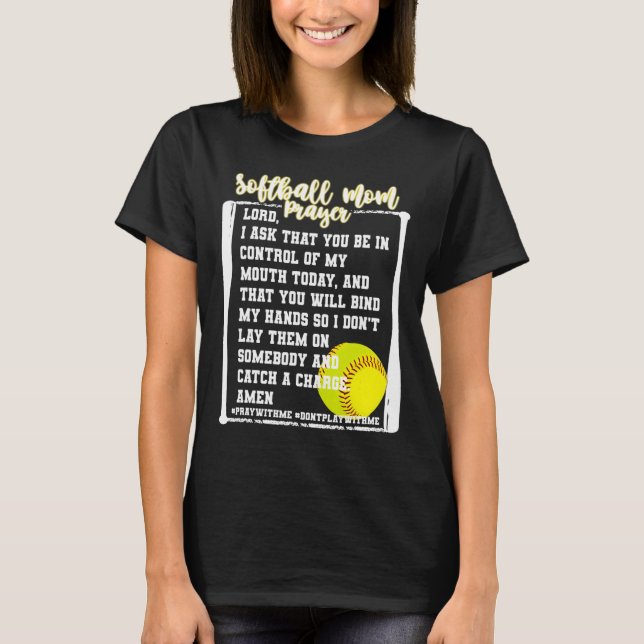 Camiseta Sofball Mamá Oración Juego Día de Juego Béisbol Cr (Anverso)