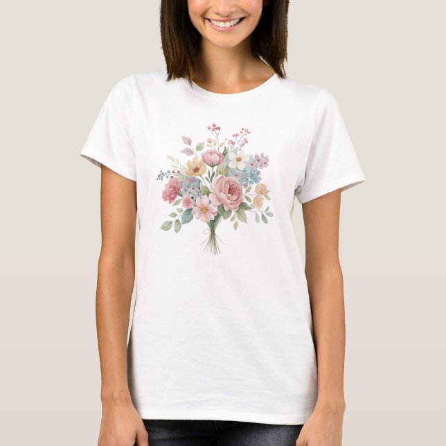 Camiseta Soft Pastel Watercolor Floral Bouquet (Anverso)