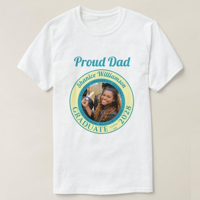 Camiseta Soft Yellow Photo Modern Graduation Proud Dad (Diseño del anverso)