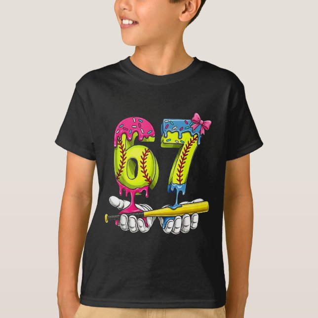 Camiseta Softball 67 Ice Cream Drip Six Seven Boys Funny Me (Anverso)