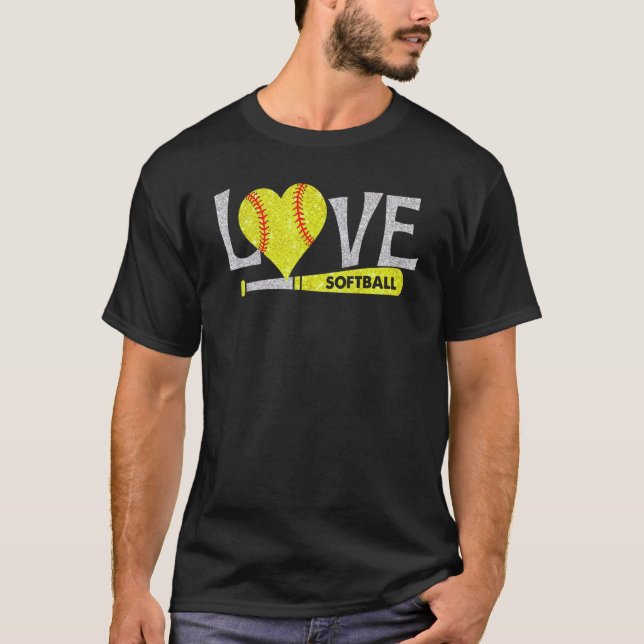 Camiseta Softball Amor Mensajes de texto Gráficos de softba (Anverso)