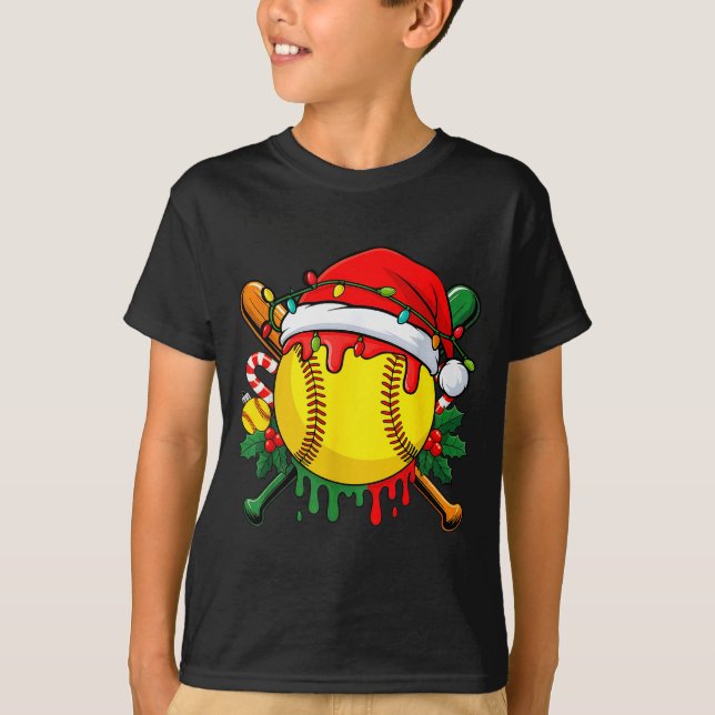 Camiseta Softball Ball Santa Hat Christmas Softball Drip Xm (Anverso)