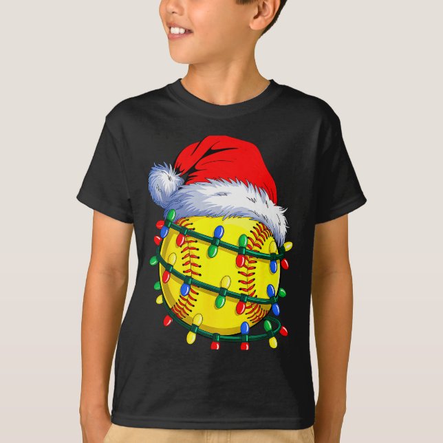 Camiseta Softball Ball Santa Hat Christmas Softball Xmas Li (Anverso)