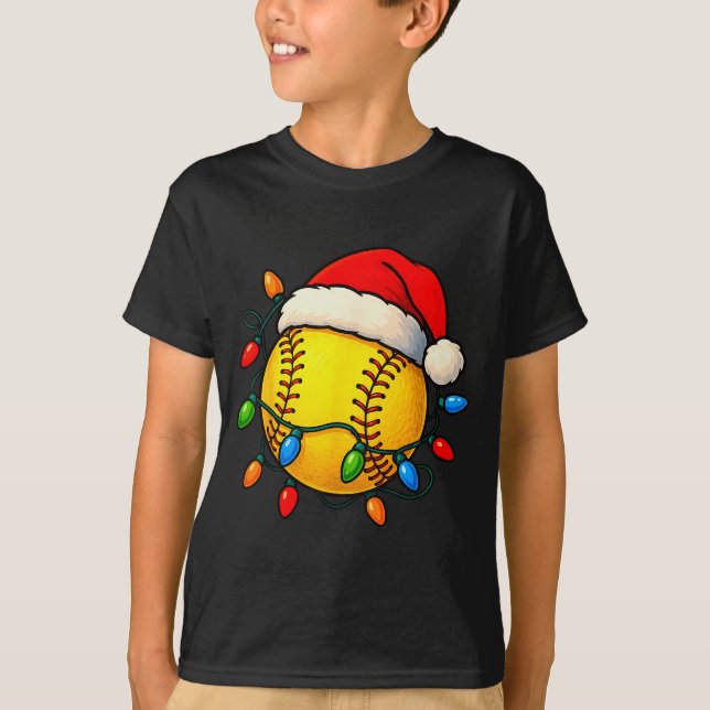 Camiseta Softball Ball Santa Hat Christmas Softball Xmas Li (Anverso)