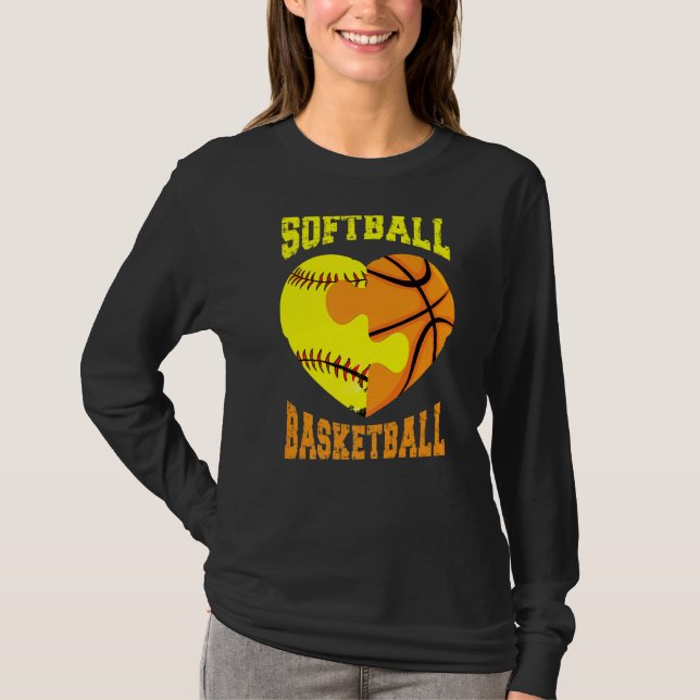 Camiseta Softball Basketball Sports  Heart Activity Hobby F (Anverso)