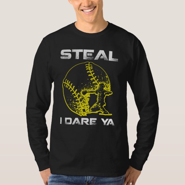 Camiseta Softball Catcher Steal I Dare Ya Funny Player Girl (Anverso)