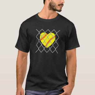 Camiseta Softball Corazón Detrás De Una Fila De Enlace De C