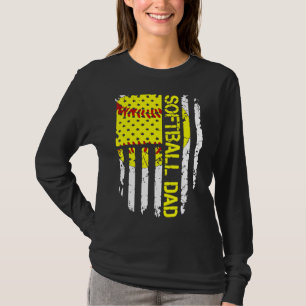 Camiseta Softball Dad American Flag Vintage
