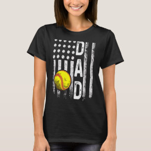 Camiseta Softball Dad Bandera Americana Vintage Softbol