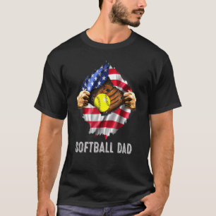 Camiseta Softball Dad Super Hero American Bandera Padres D
