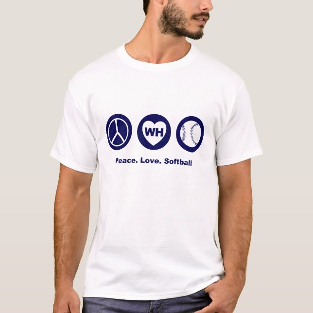 Camiseta Softball del amor de la paz de WH (Anverso)