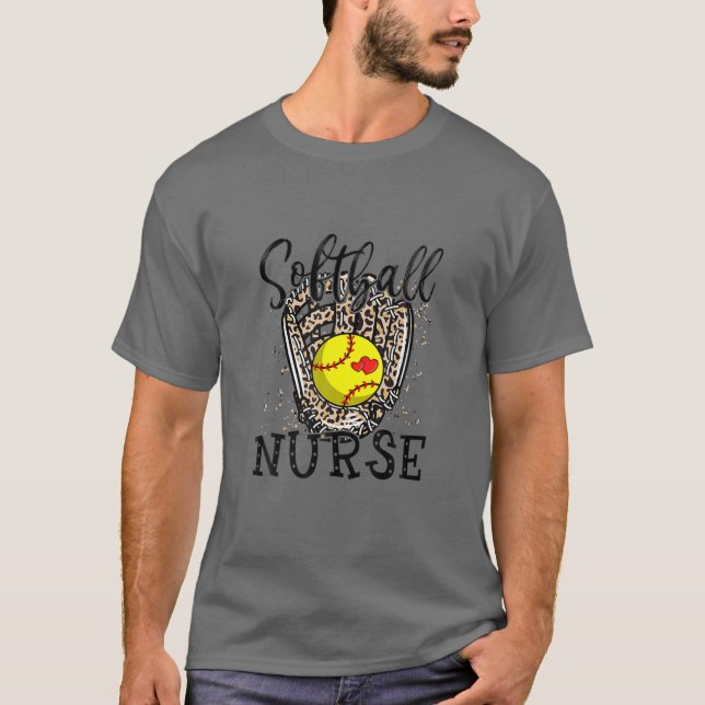 Camiseta Softball Enfermera Leopard Game Day Softball Lover (Anverso)