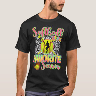 Camiseta Softball Es Mi Temporada Favorita Leopard Softball