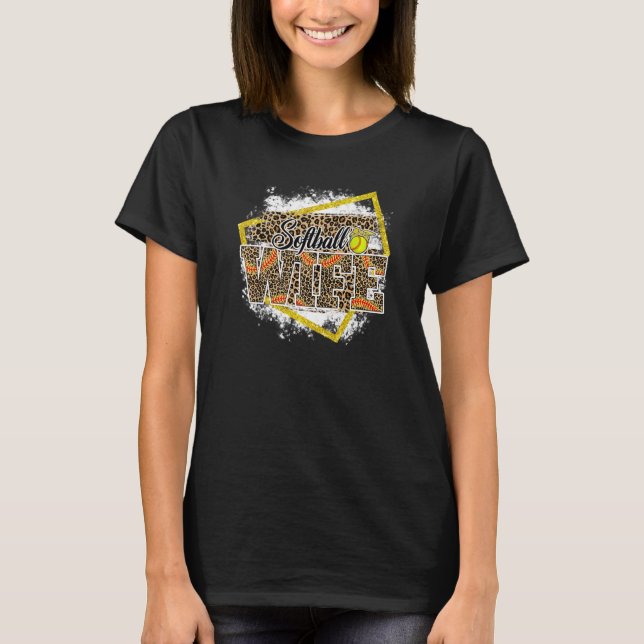Camiseta Softball Esposa Leopard Familia Bleached (Anverso)