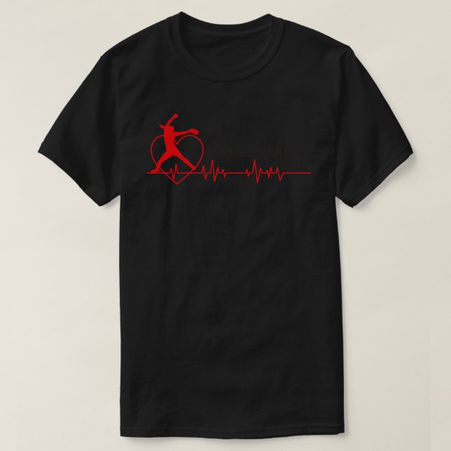Camiseta Softball Fastpitch Pitcher EKG Heartbeat Lov (Diseño del anverso)