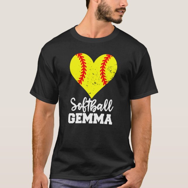 Camiseta Softball Gemma Softball Heart Grandma Gemma (Anverso)