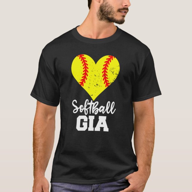 Camiseta Softball Gia Softball Heart Grandma Gia (Anverso)