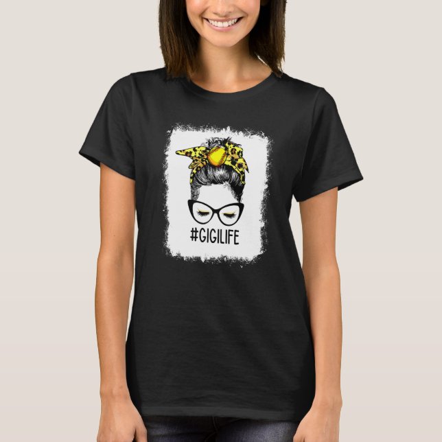 Camiseta Softball Gigi Life Leopard Messy Bun Moth (Anverso)