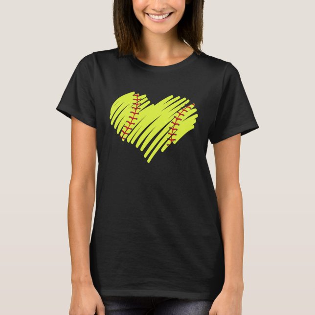 Camiseta Softball Heart Ball Mom Dad Men Women Baseball (Anverso)