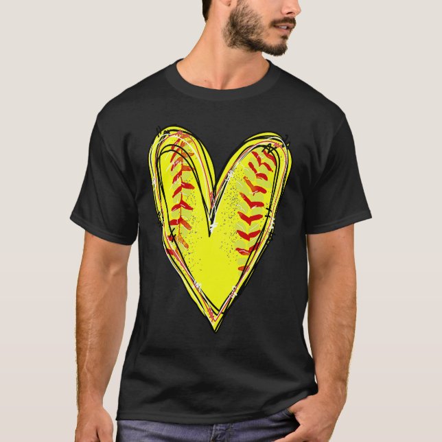 Camiseta Softball Heart Love Softball Mom Softball Game Day (Anverso)