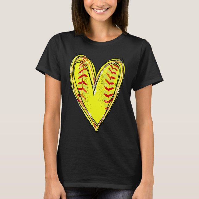 Camiseta Softball Heart Love Softball Mom Softball Game Day (Anverso)