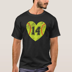 Camiseta Softball Heart Player 14 Mamá de Softball Dad Vars