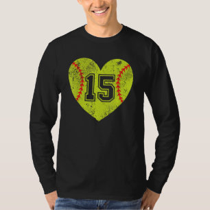Camiseta Softball Heart Player 15 Mamá de Softball Dad Vars