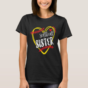 Camiseta Softball Hermana Softball Heart Laces Cute 1