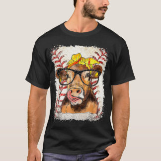 Camiseta Softball Highland Cow Funny Softball Lover Bleache