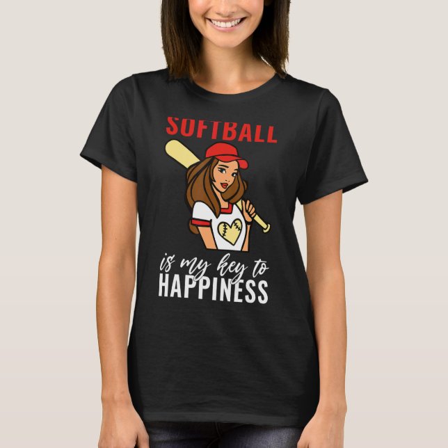 Camiseta Softball is my Key to Happiness   Softball (Anverso)