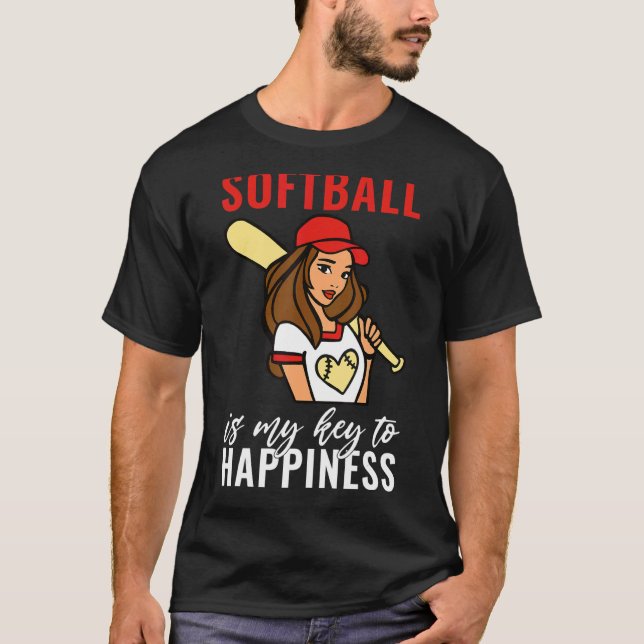 Camiseta Softball is my Key to Happiness   Softball (Anverso)