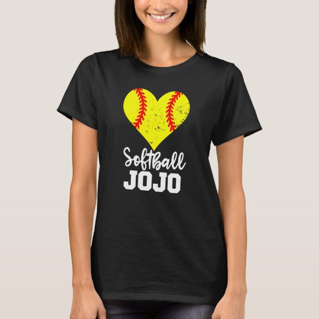 Camiseta Softball Jojo Softball Heart Grandma JoJo (Anverso)