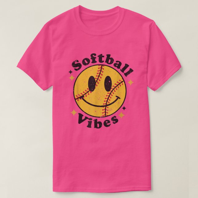 Camiseta Softball Lover Fan Sonriente Cara Costume Feliz Cu (Diseño del anverso)