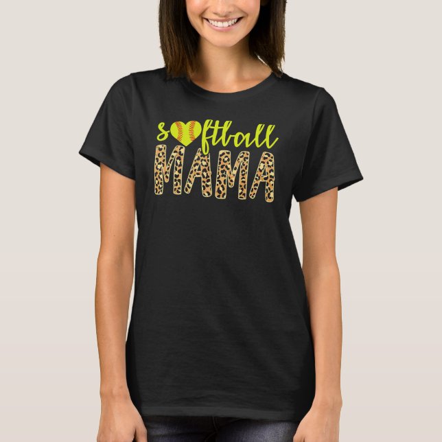 Camiseta Softball Mama Cute Cheetah Deportes del Día de la  (Anverso)