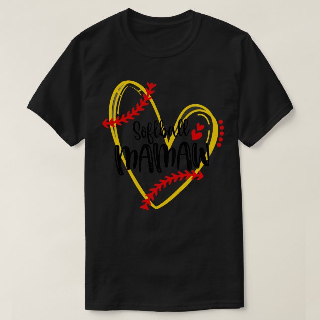 Camiseta Softball Mamaw Softball Heart (Diseño del anverso)