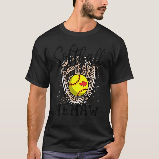 Camiseta Softball Memaw Leopard Game Day Mothers D (Anverso)