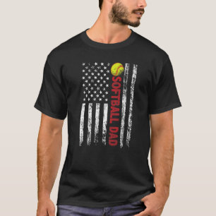 Camiseta Softball Mens Papá Viñe American Bandera Softbal