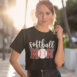 Camiseta Softball Mom cute bright red text