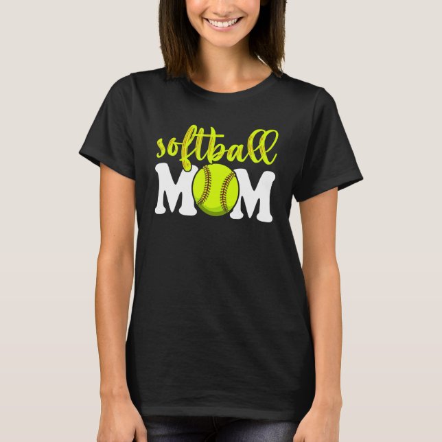 Camiseta Softball Mom For Women Día de la Madre V Cuello (Anverso)