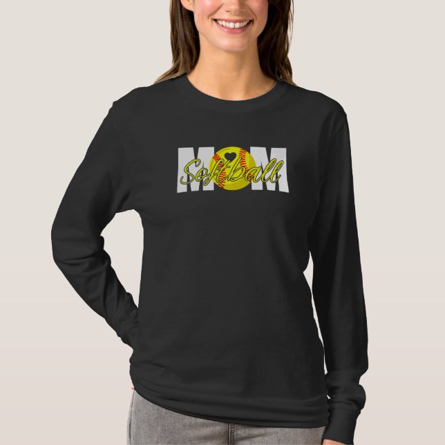 Camiseta Softball Mom Heart Mama Mother's Day   (Anverso)