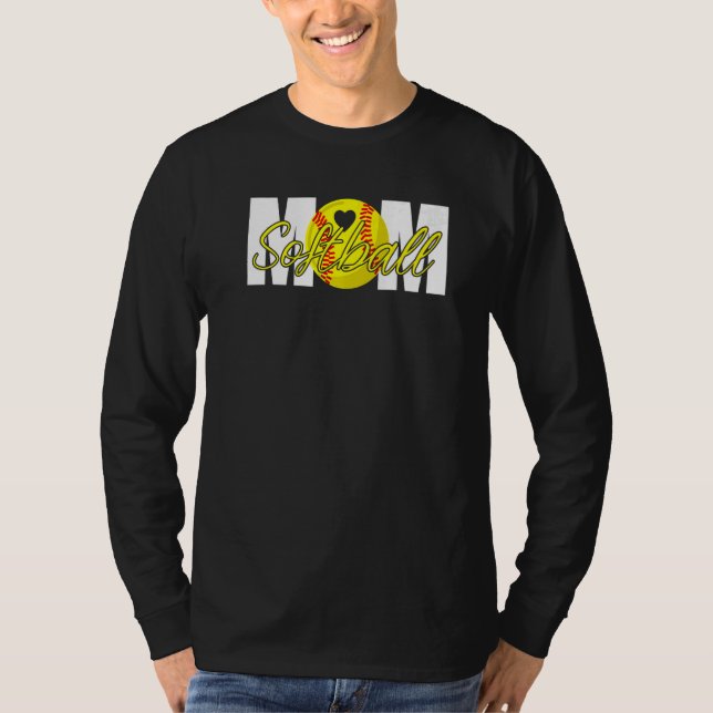 Camiseta Softball Mom Heart Mama Mother's Day   (Anverso)
