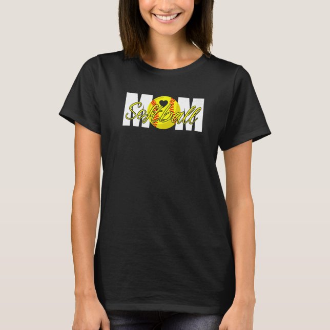 Camiseta Softball Mom Heart Mama Mother's Day   (Anverso)
