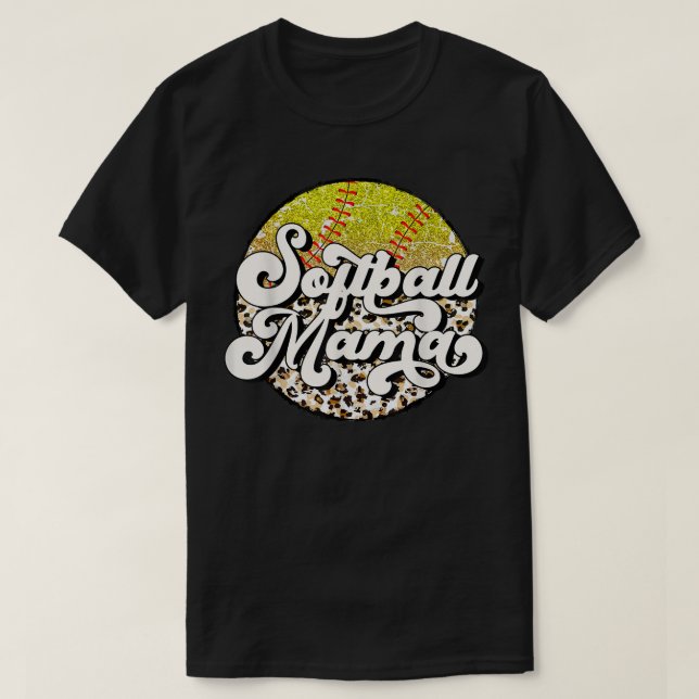 Camiseta Softball Mom Leopard Funny Baseball Mom Mothers Da (Diseño del anverso)