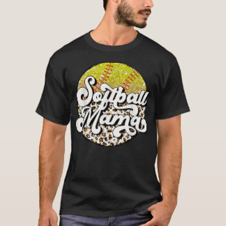 Camiseta Softball Mom Leopard Funny Baseball Mom Mothers Da