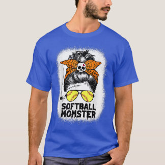 Camiseta Softball Mom Life Messy Bun Halloween Mujeres Soft