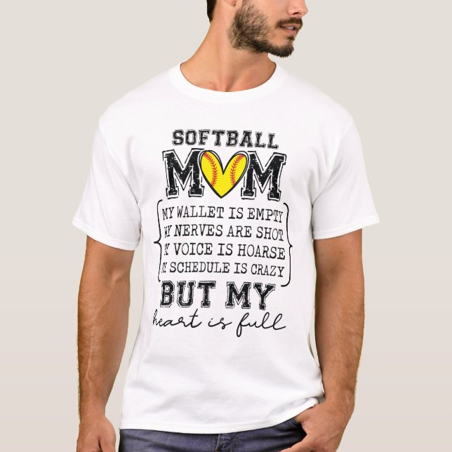 Camiseta Softball Mom My Wallet Is Empty But My Heart Is Fu (Anverso)